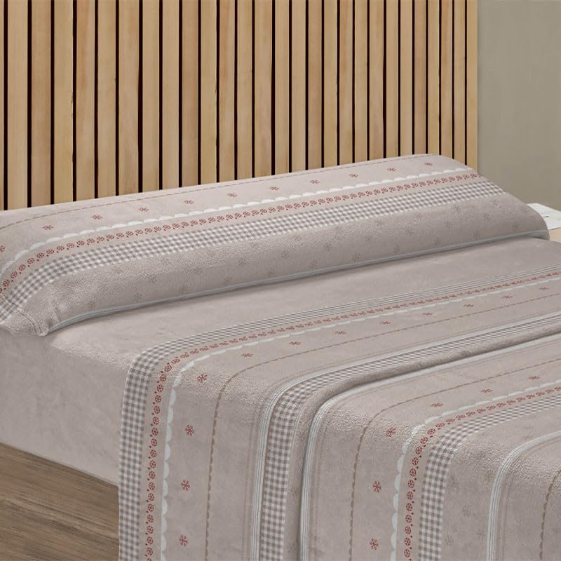 Rufino Díaz Juego Sábanas Pirineo Cuadrados Invierno 3 Piezas - Beige, 90 cm