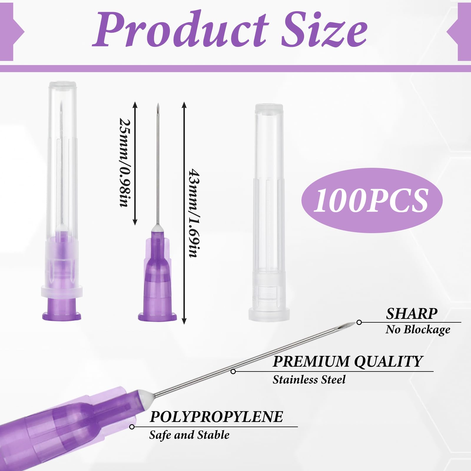 Lot de 100 Tubes de Distribution en Acier Inoxydable 24 G (0,55 x 25 mm), Emballé Individuellement Tube de Distribution, Fournitures Industrielles de Laboratoire pour La Maison, L'huile