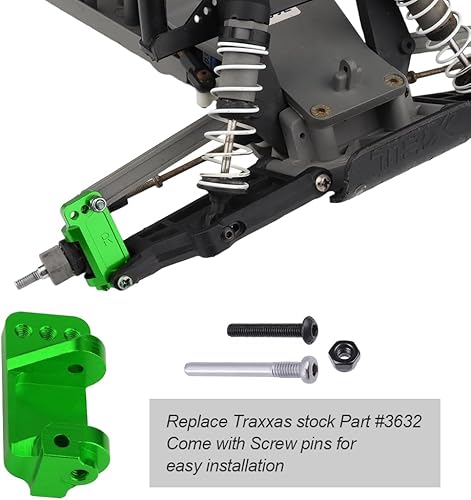 Miniatura 4 de HobbyPark Bloques de ruedas de aleación de aluminio para RC 110 Traxxas 2WD Slash, Stampede, Rustler, Nitro Slash, reemplaza la parte 3632 (verde)