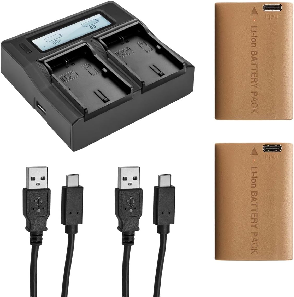 Green Extreme LP-E6NH USB-C Battery 2-Pack & Dual Charger Kit – 7.2V 2400mAh Rechargeable Batteries for Canon EOS R5, R6, R7, R8, 5D IV, 6D II – Fast Charging & LCD Display