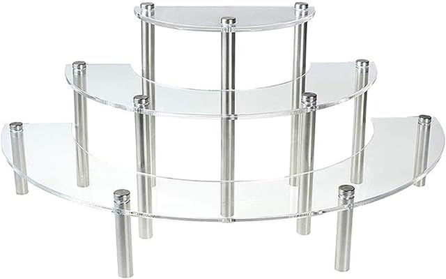Cupcake Stands, bluesees 3-Tiers Acrylic Retail Display Risers,Half Moon Shape Clear Acrylic Cupcake Dessert Display Shelf Dessert and Bakery Stand for Wedding Birthday Party Decoration