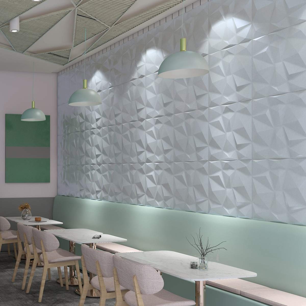 Pannelli 3D decorativi parete design 50X50CM In Fibra Di Bamboo 100% Nat. mod. DIAMOND-BIT (9 Mq)