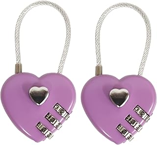 LITAITAI Heart Shaped Padlock,Love Padlock,Small Locker Locks,Love Lock for Jewelry Storage Box Locker Decor Valentine Gift,Combo Lock,Gym Locker Lock (Purple,2pcs)