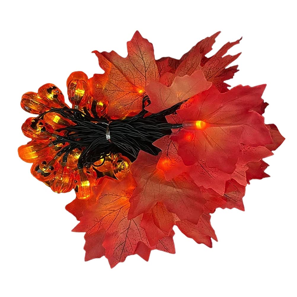 Cadena de luces solar de calabaza con 8 modos de iluminación ajustables para terrazas 8