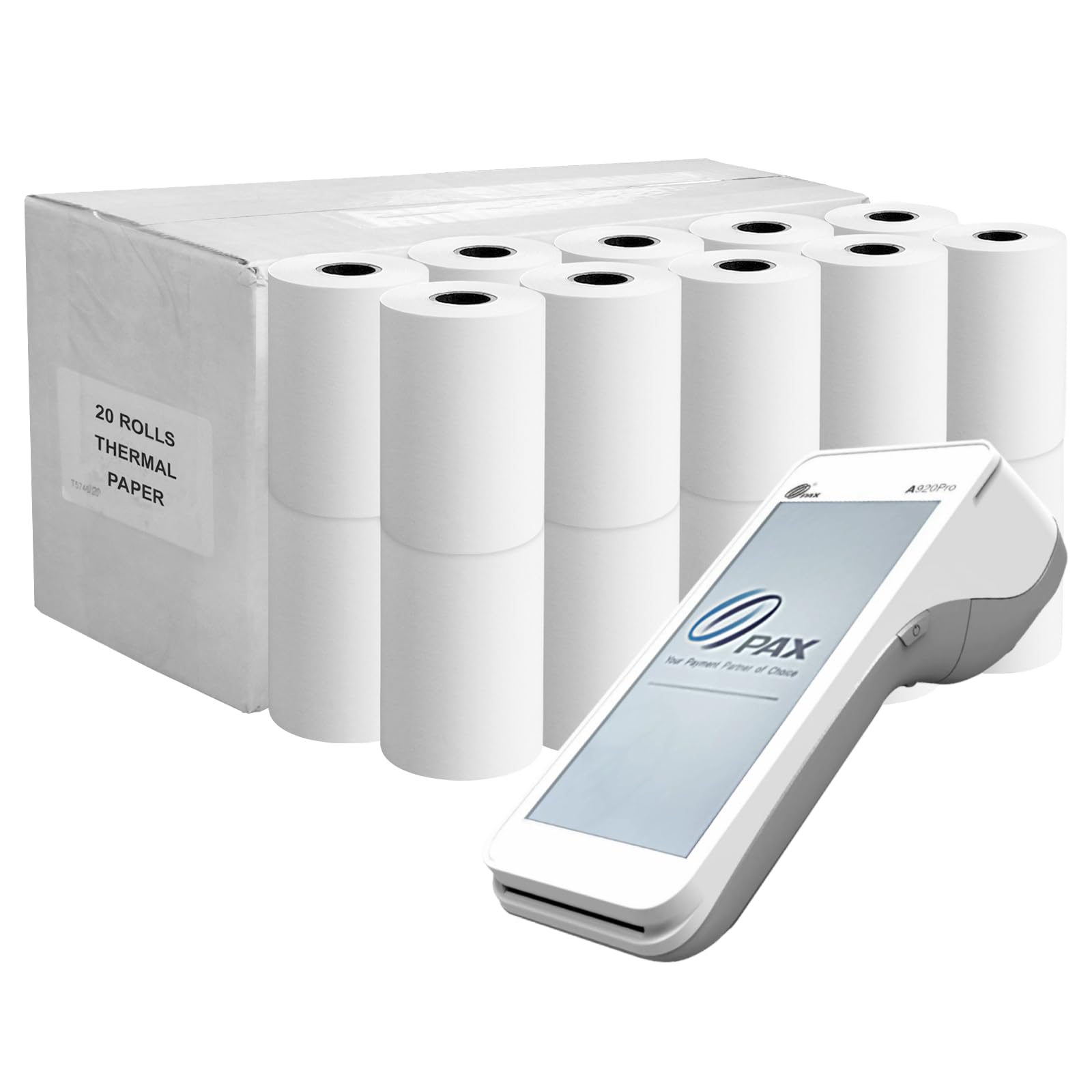 Replacement Receipt Paper for Pax A920, A920 Pro Dojo Payment Device, 20 Rolls