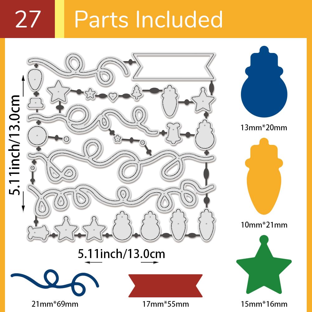 UNICRAFTALE Christmas Light String Metal Cutting Dies Reusable Christmas Starlight Embossing Cut Stencils Background Stencils Dies for DIY Card Making Crafts Scrapbooking Christmas Day Decoration - Image 3