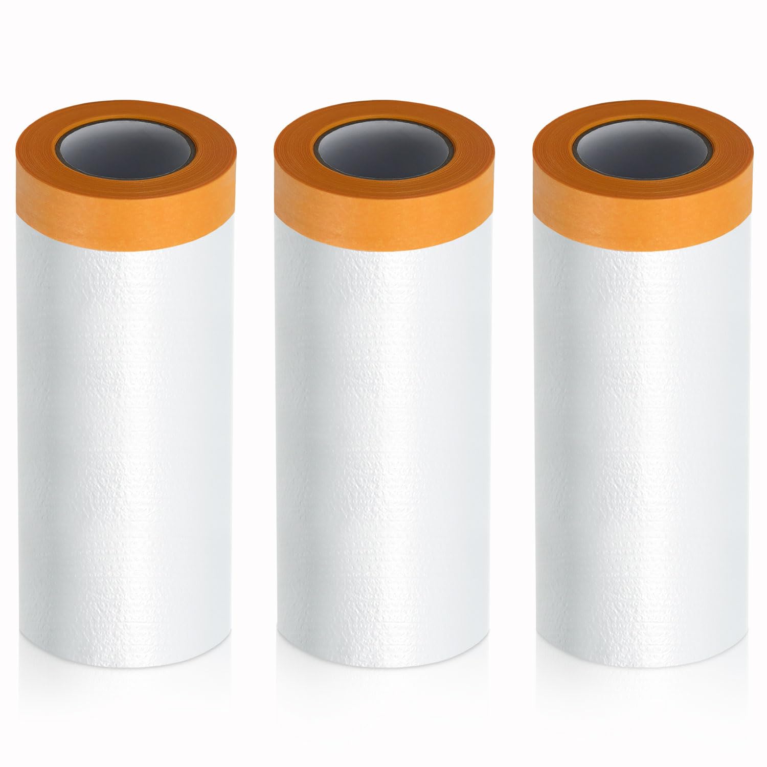 LINSOCLE Abdeckfolie mit Klebeband, Abklebeband mit Folie - 3 Rolle × 280cm×20m | Transparente Malerfolie für Autos, Fenster, Tür,Möbel & Wände