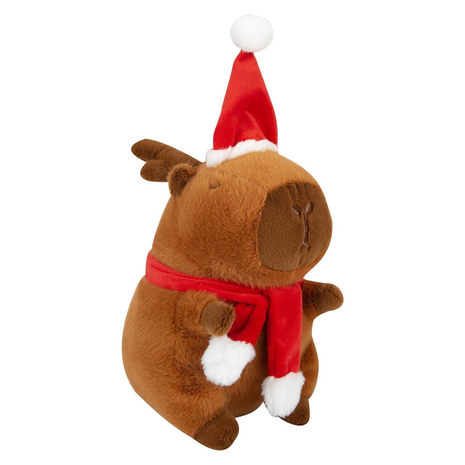 VFM e-Store - Christmas Capybara 25cm Soft Toy Plush Gift Idea Festive Indoor Xmas Ornaments - 25cm X 18cm Brown X 1