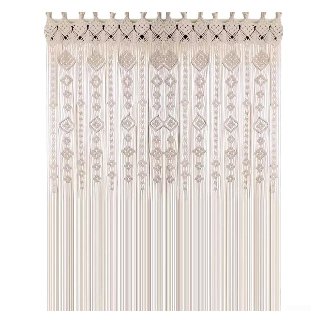 Tapiz de cortina de puerta tejido manual para bodas, puertas y ventanas, estilo bohemio, fondo decorativo (110 x 200 cm)