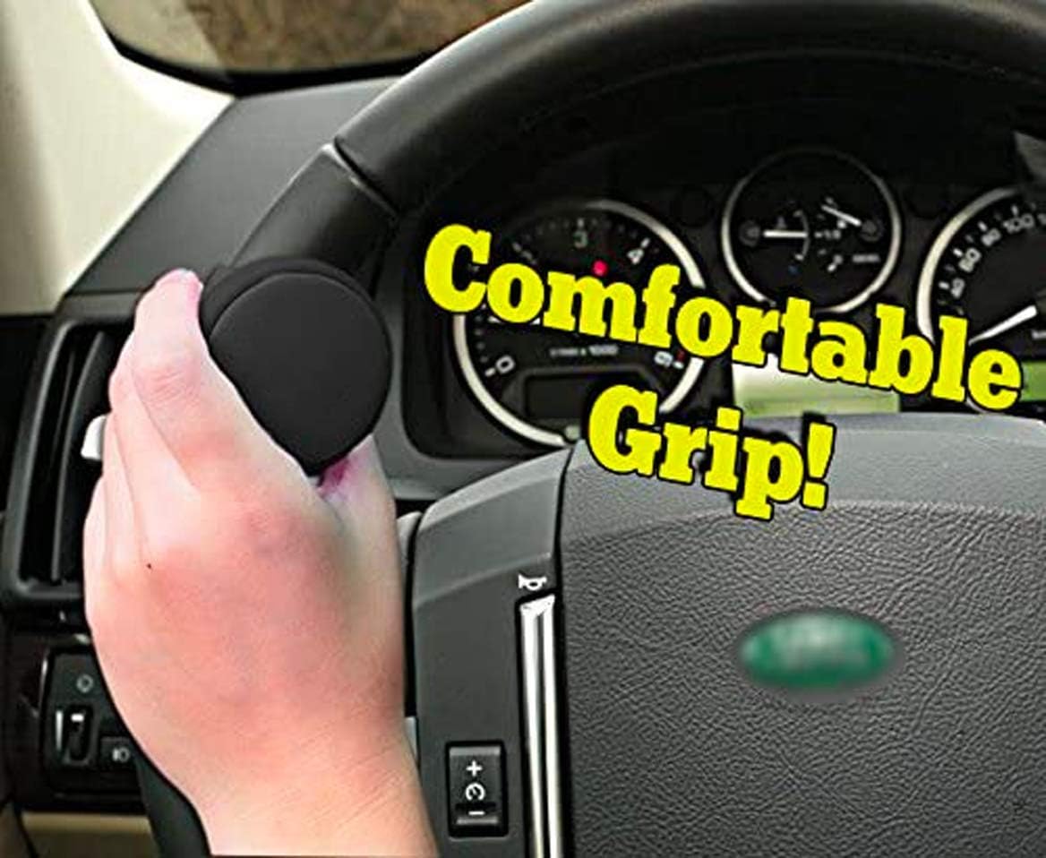 Zento Deals Black Silicone Steering Wheel Spinner- ABS Material for Comfortable Grip-Safe Handle and Convenient Driving Steering Wheel Knob Quality