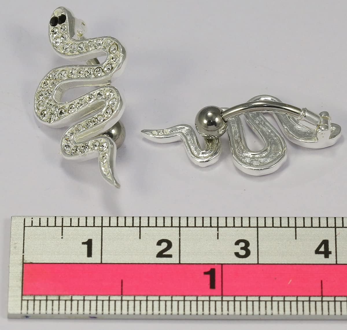 Multi Crystal Gemstones Movable Snake Reverse Bar Design 925 Sterling Silver with Stainless Steel Belly Ring - Belly Button jewelry - Navel jewelry