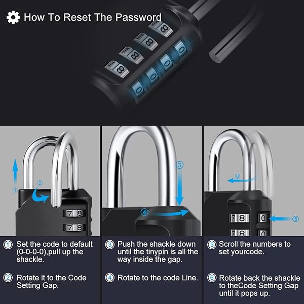 Diyife Combination Padlock, [2 Pack] 4 Digit Locker Lock Weatherproof Lock Outdoor Combination Lock for School Gym Locker,Toolbox, Fence, Gate, Hasp, Cabinet(Black & Green) - 5