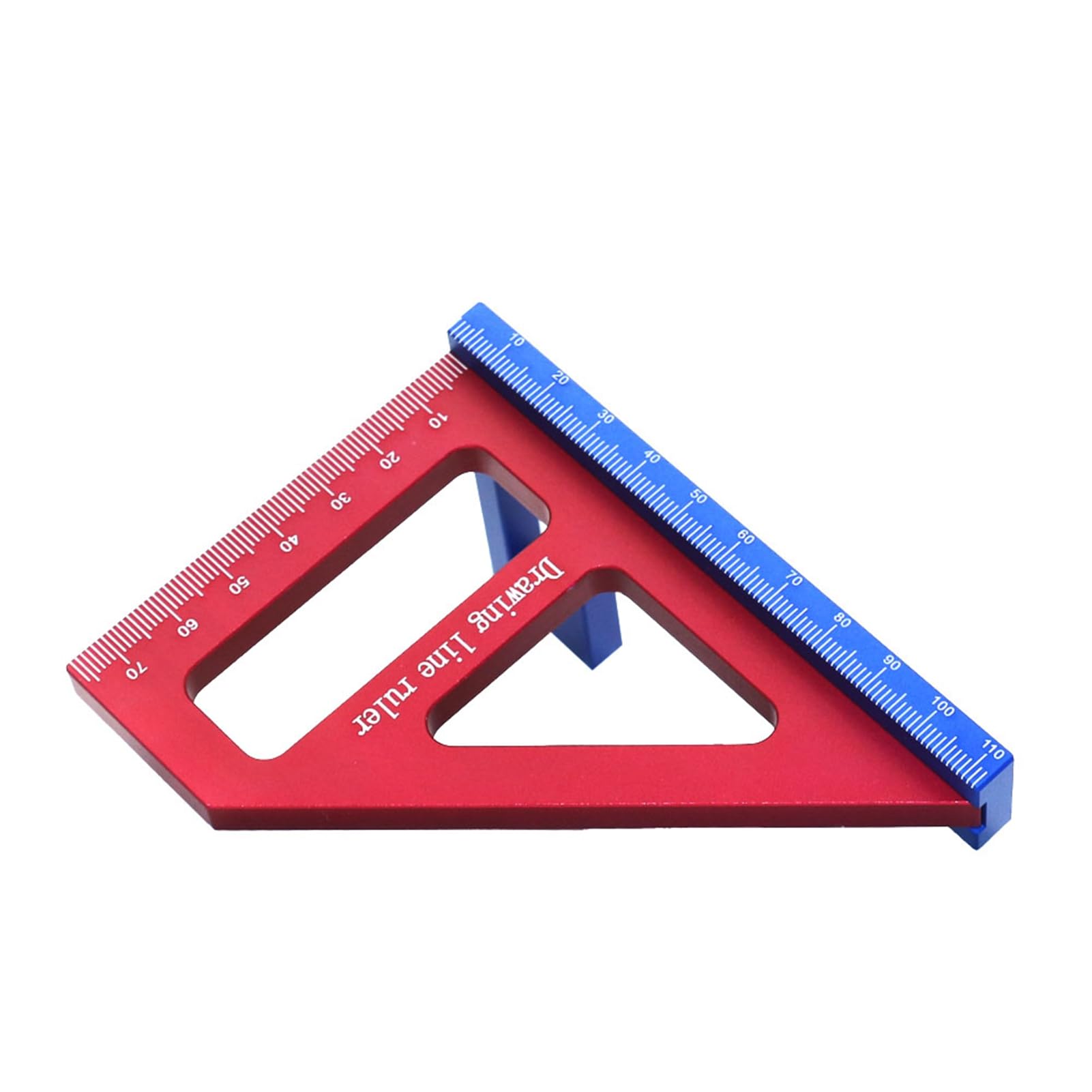 Dioche Aluminum Alloy 45/90 Angle Ruler - Blue & Red, 112mm x 79mm