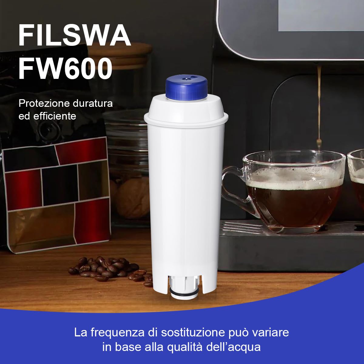 Filtro Acqua Addolcitore Compatibile con Macchine da Caffè Delonghi ECAM, Dinamica, Magnifica S, Rivelia, ETAM, Autentica, Esam, DLSC002, Filtro per Macchina Caffè Delonghi