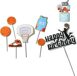 XHBTS Happy Birthday Cake Topper Birthday Cake Topper Birthday Decorations for Man Boys Happy Birthday Event Party Supplies (Basketball set)