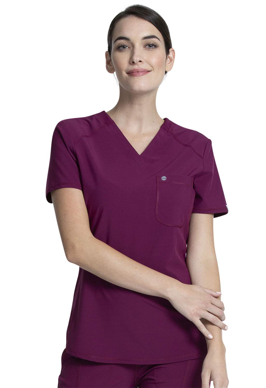 Cherokee Infinity V-Neck Nurse Scrub Top for Women with Rib-Knit Panel and Tuckable CK687A
