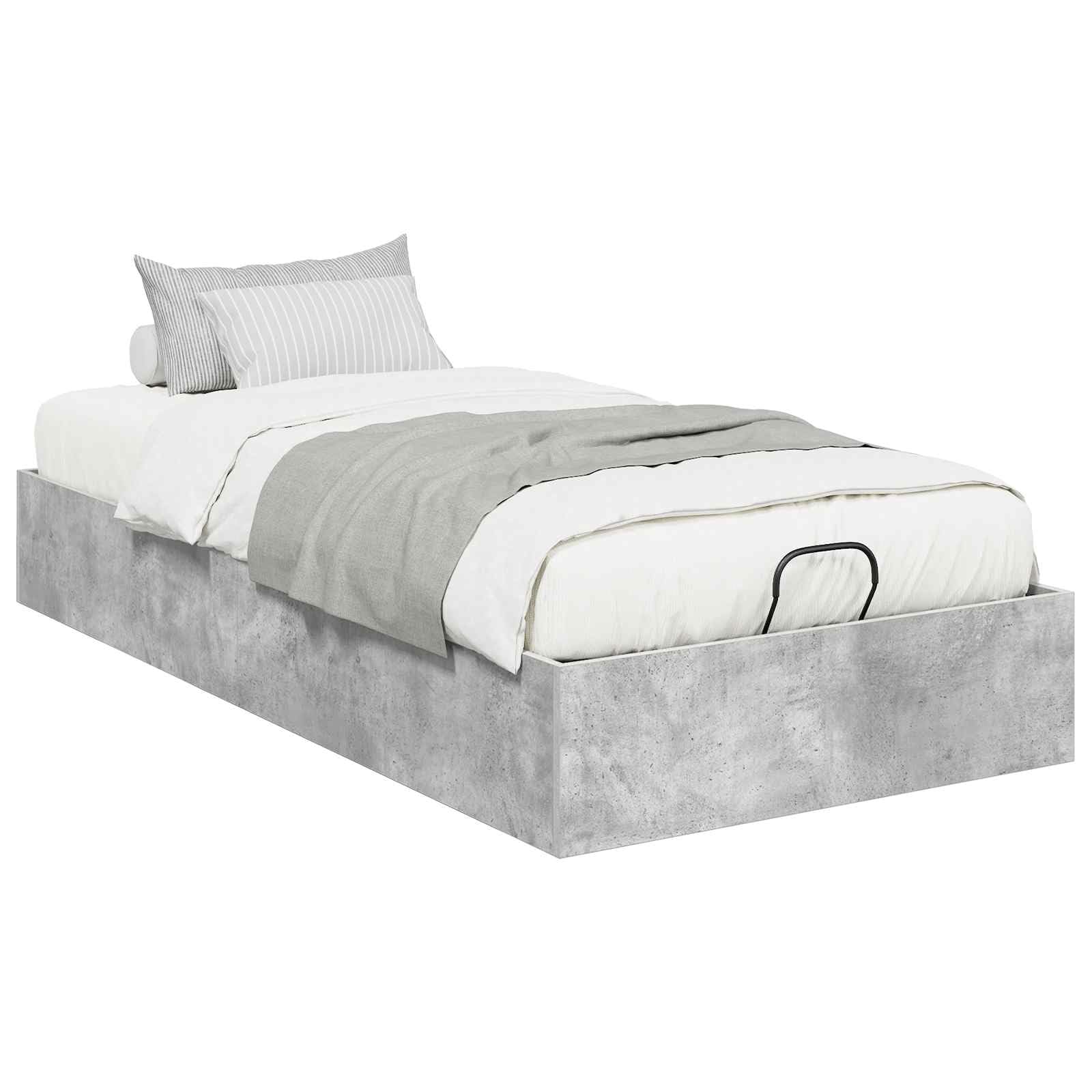 Vidaxl Concrete Grey Ottoman Bed Frame 90 X 200 Cm Engineered Wood, Modern Bedroom Furniture, Rectangular Ottoman Bed, Space-Saving Frame, Stylish Design, Functional With Storage