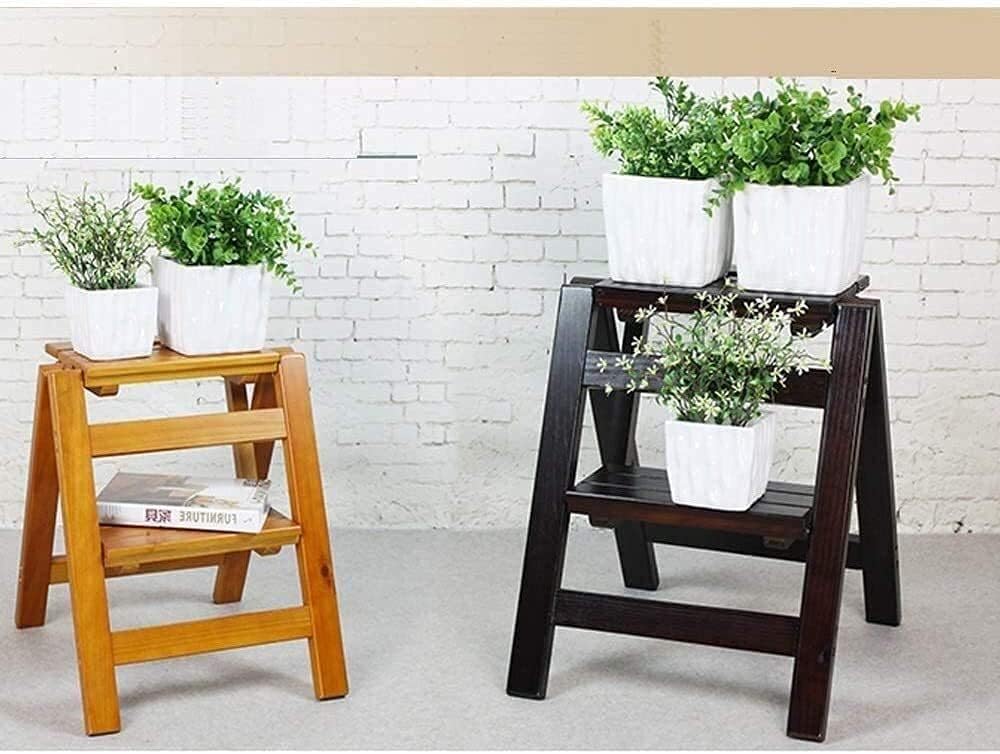 OKUOKA Step Stool Household Solid Wood Two-Story Step Ladder Footstool Multi-Function Folding Chair Step Stool (Color : 3)