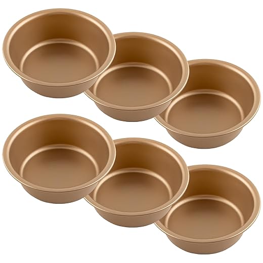 6 PCS Air Fryer Mini Pie Pan Tart Tins, Jumbo Muffin Cupcake Pan 4 Inch Air Fryer Hamburger Bun Mold, Non-Stick Air Fryer Egg Baking Pan Individual Mini Cake Pans for Baking