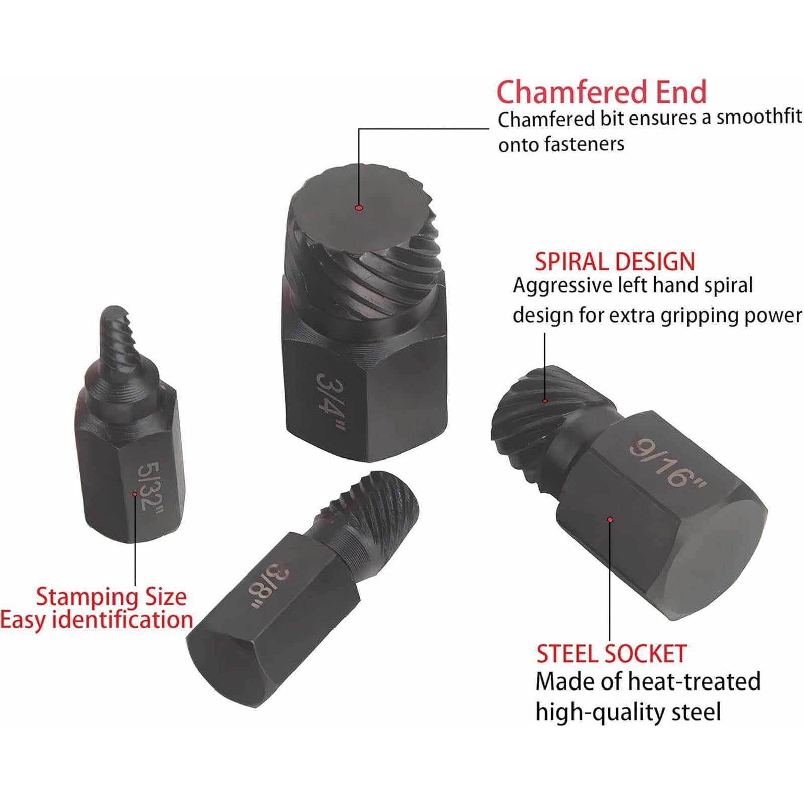 Zestaw do usuwania śrub Narzędzia do naprawy gwintów z łbem sześciokątnym | 25-elementowy komplet do usuwania uszkodzonych, zerwanych, śrub, kołków, nakrętek Do samochodów,