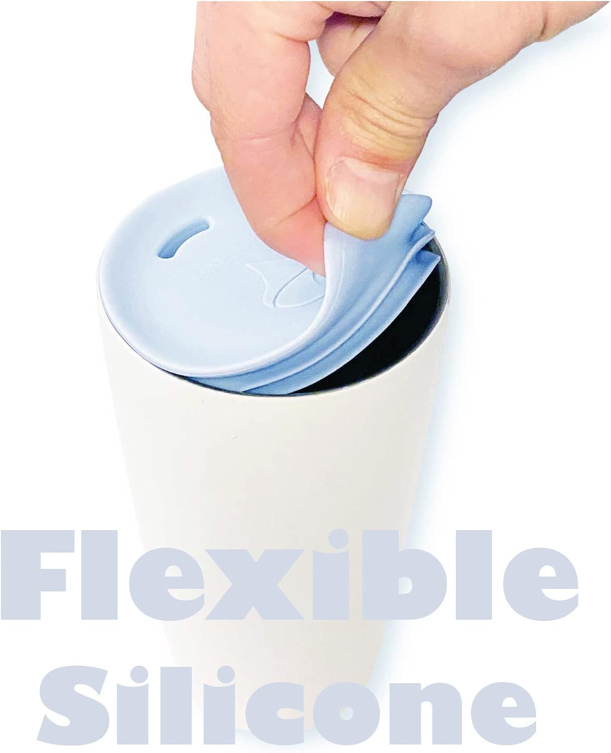 Reusable Coffee Cup Silicone Lid – Fits Any Tumbler, Water Bottle, & Ceramic Coffee Mug from 2.9-3.25 in. – Dishwasher-Safe Ceramic Travel Mug Lid Keeps Hot Cups Hot – PortaVia Mug Lid by Azuza Inc. - Image 5