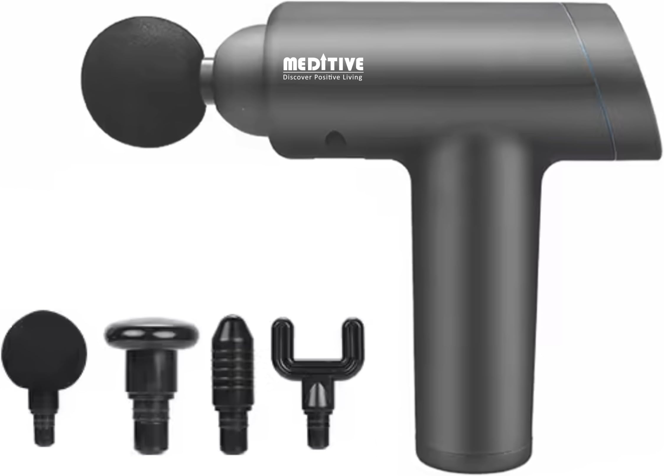 MEDITIVE Cordless Deep Tissue Massage Gun With 8 Attachments, Handheld Massager Sport Massage Gun Heads Powerful Percussion Muscle Massage Gun for Athletes Back Pain Relief with 1 year warranty.