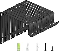 WEKIS 10-Pack Heavy Duty Closet Rod Brackets 300 lbs Capacity, 10.8x10.8 Inch Matte Black Steel Shelf Supports with Anchors & Screws