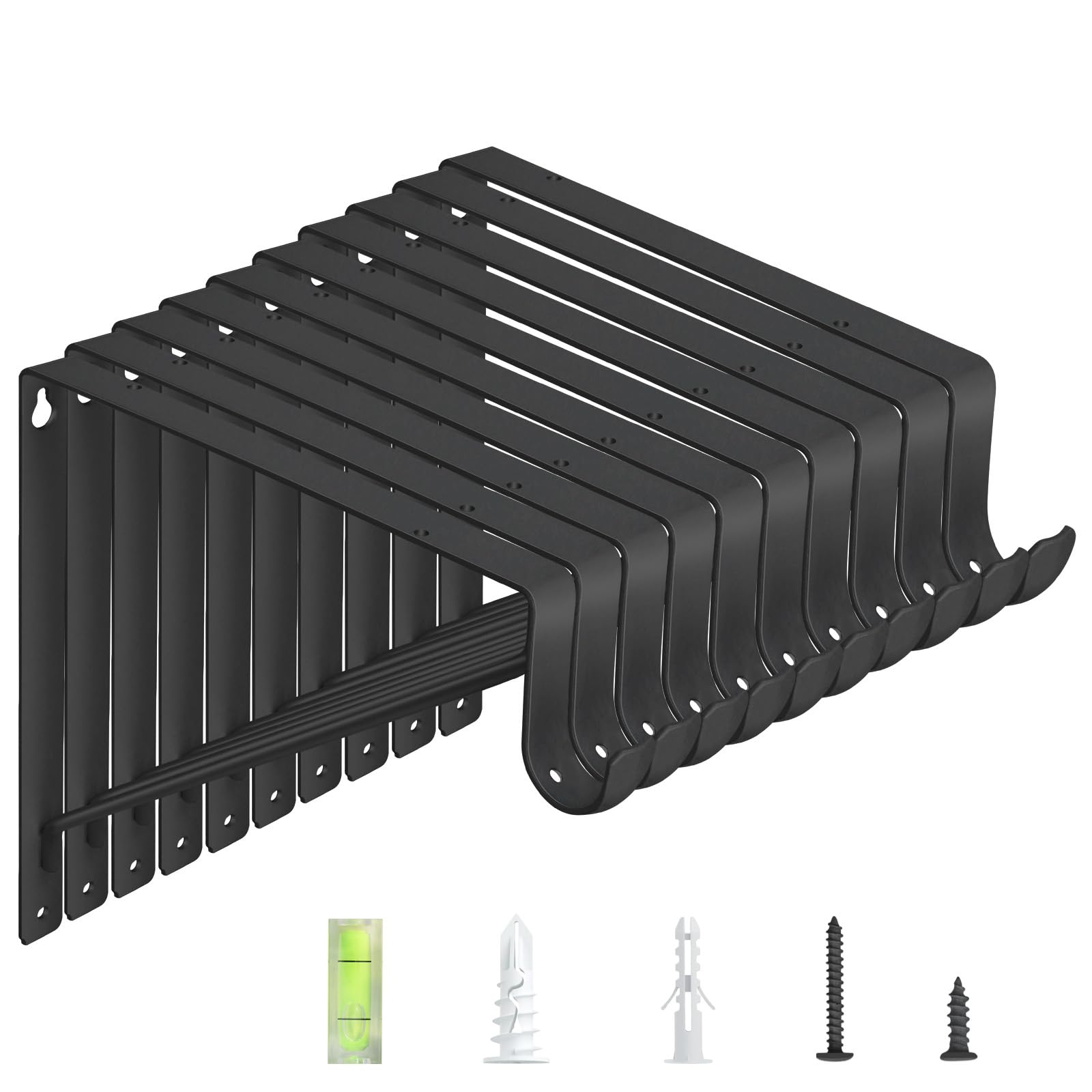 Photo 1 of 10-Pack Closet Rod Bracket, 10.8x10.8Inch Closet Shelf Brackets Heavy Duty Wall Mounted, Matte Black Steel Closet Rod Support Brackets Holder, 300 Lbs Load Capacity with Anchors Screws