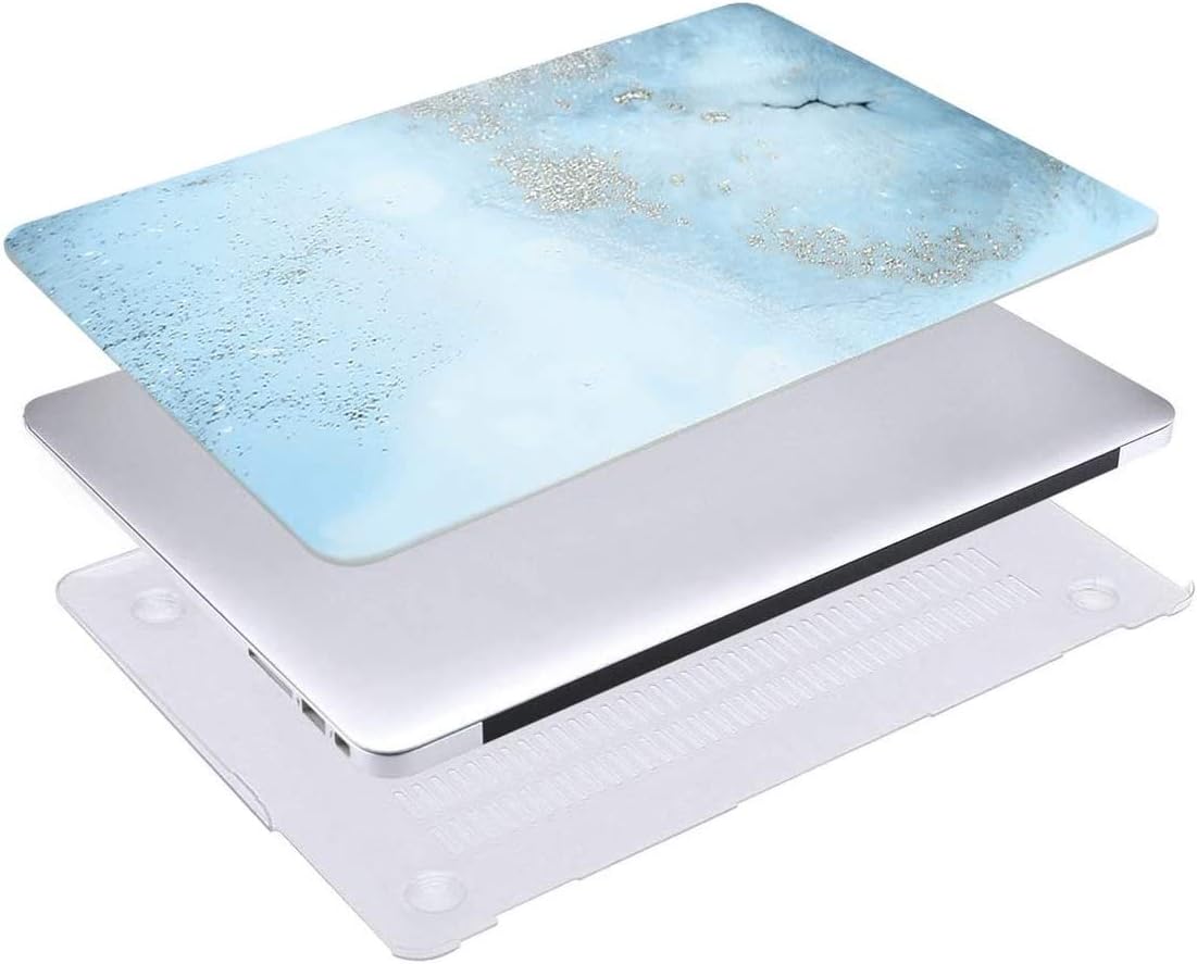 MOSISO Compatible with MacBook Air 13 inch Case (Models: A1369 & A1466, Older Version 2010-2017 Release), Plastic Pattern Hard Shell Case & Keyboard Cover & Screen Protector, Mint Blue Marble