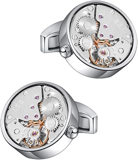 Mr.Van Steampunk Brass Cufflinks with Watch Movement Design - Premium Men's Cuff Links, Gift Box Included
