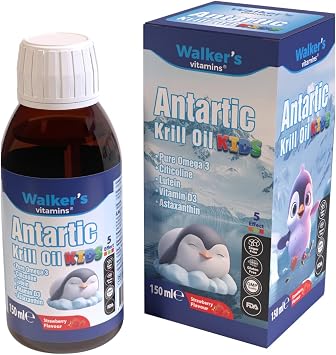 Walkers Vitamins Krill Oil Bal k Ya , Odaklanma, B y me, Omega 3,Stikolin Epa, Dha  eren  ocuk  urubu 150 ml