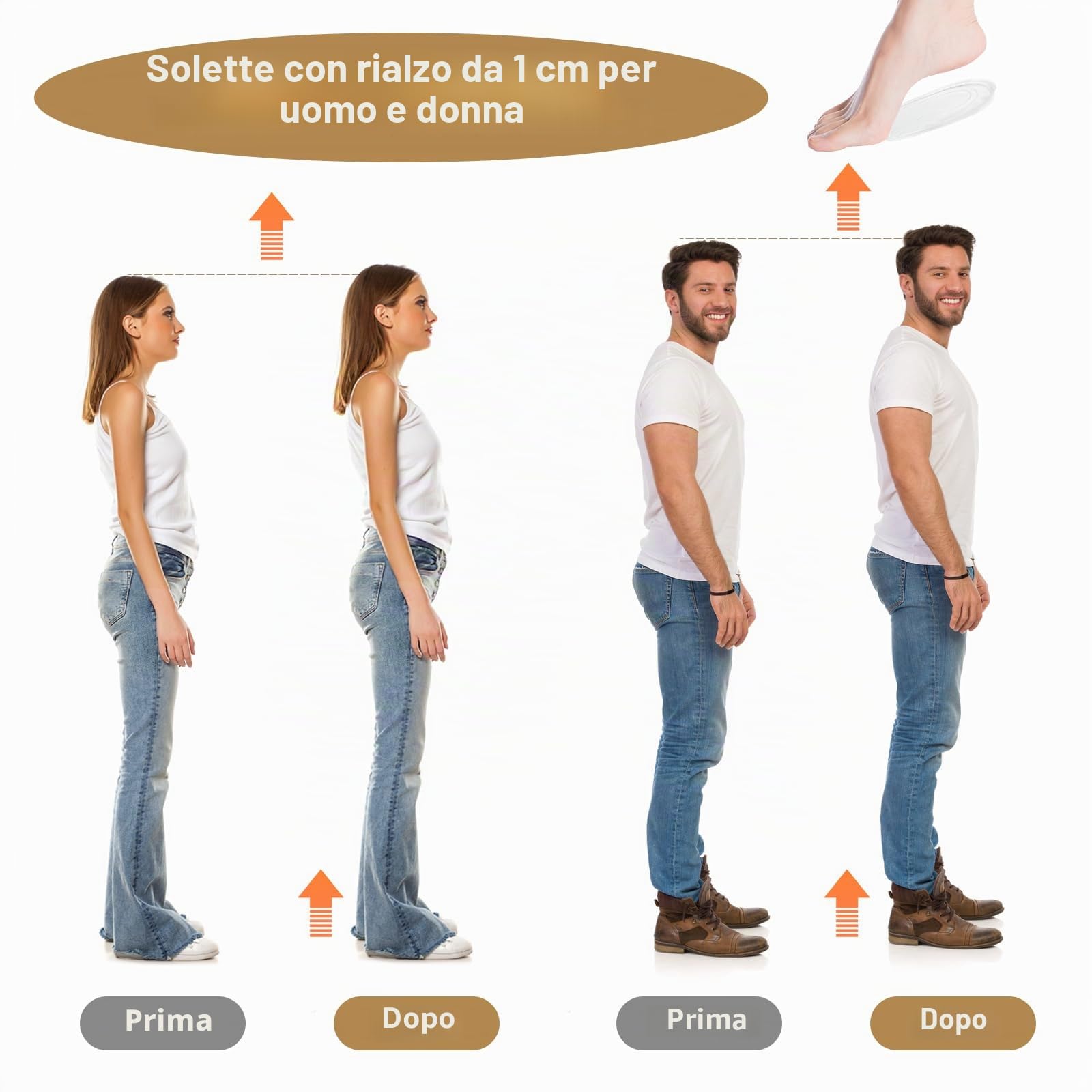 6 Pezzi Altezza Aumentando Tallone Solette, 1cm Rialzo Tallone per Scarpe, Solette Rialzate Uomo Donna, Talloniera in Gel di Silicone di Altezza Solette (1 cm)