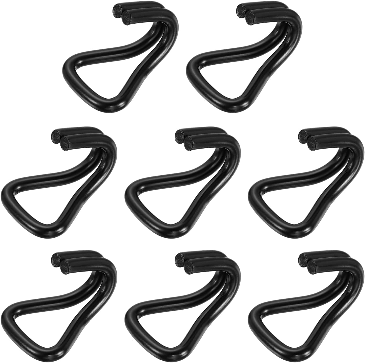 uxcell 8Pcs Double J Hook Hook, 7.8mm Dia 2205 lbs Ratchet Strap Tie Down Hook for 1.2" Tie Down Straps Wedding, Cars Trucks Trailers, Double Row Hooks Binder Accessories