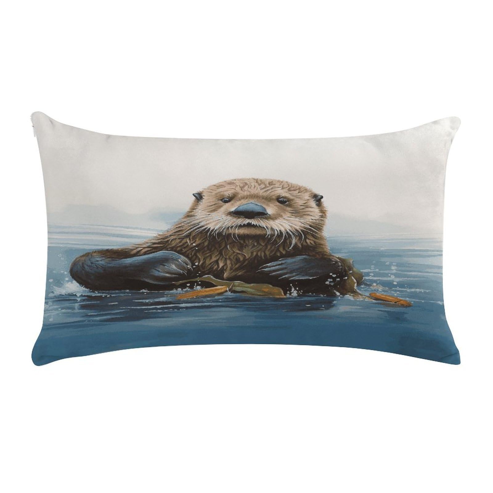 Sea Otter Pillow Case Decorative Rectangle Throw Pillow Cover Soft Plush Pillowcase Cozy Cushion Case Modern Pillow Sham Cushion Cover for Bedroom Sofa Couch 20 X 12 Inch