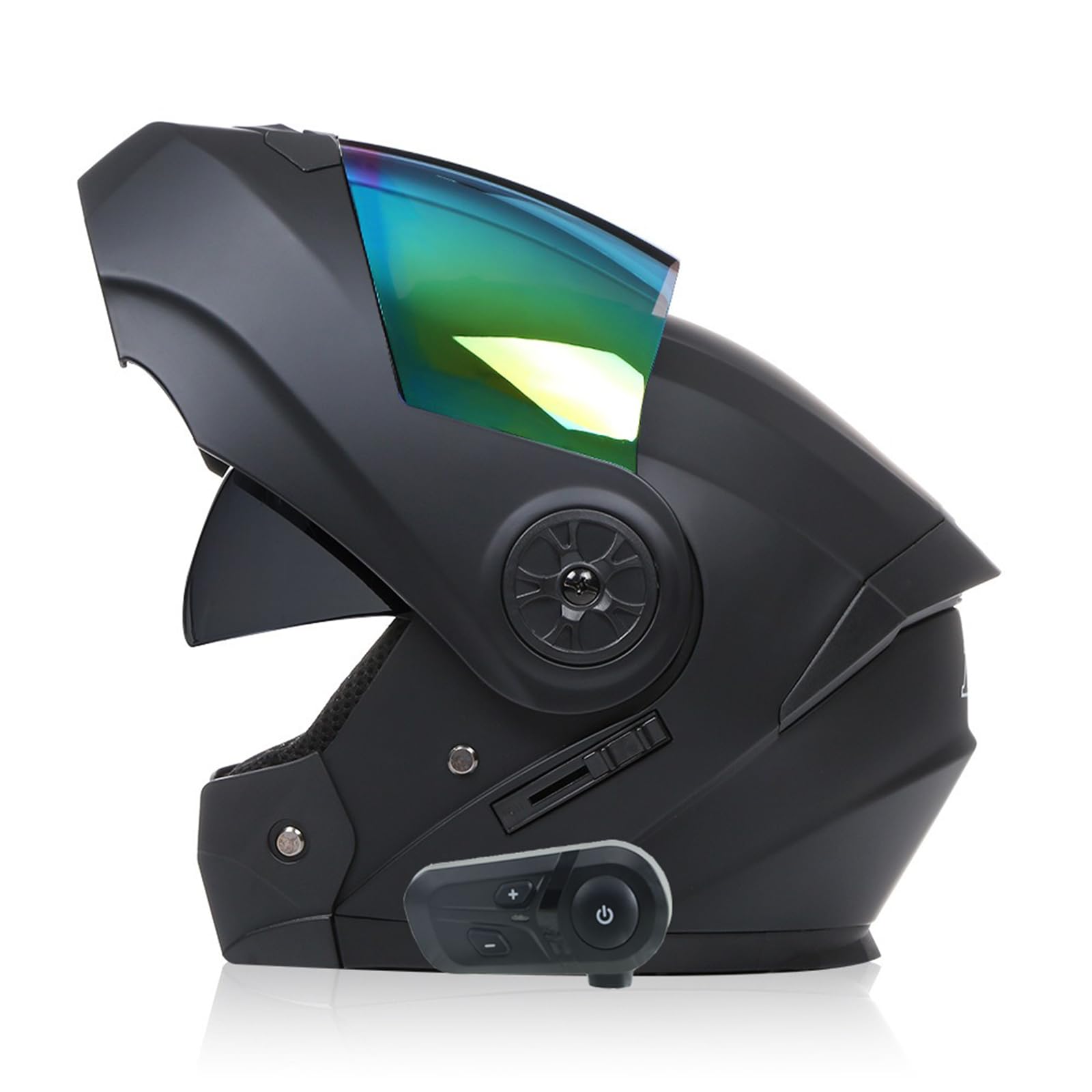 ZHTBATE Bluetooth Integrated Modular Flip Up Front Motorcycle Helmet ECE Approved Motorbike Crash Modular Helmet with Anti-Fog Dual Visors