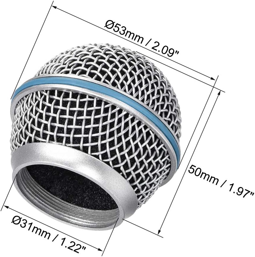 uxcell 2pcs Microphone Ball Head Mesh Grill Metal Windscreen with Black Inside Foam Filter