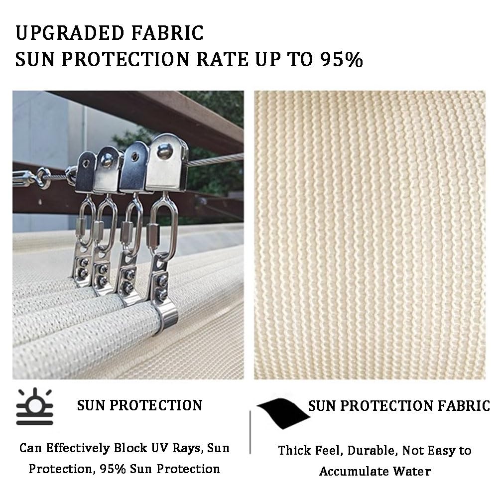 WIGING Einziehbares Wellen- Sonnensegel, HDPE Pergola Schattenabdeckung Mit Montagesatz, UV- Und Sonnenschutz Markise Für Den Außenbereich Veranda Terrasse Gartendekoration