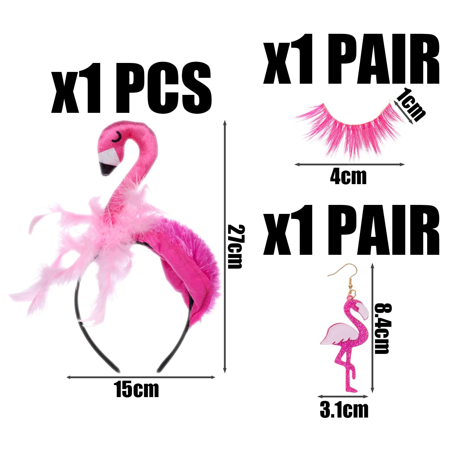 NIDHFG 1 Piece Of Flamingo Headband, 1 Pair Of Eyelashes And 1 Pair Of Earrings, Creative Cartoon Headbands, Party Dressing Supplies, Party Clothing Accessories. - Image 2