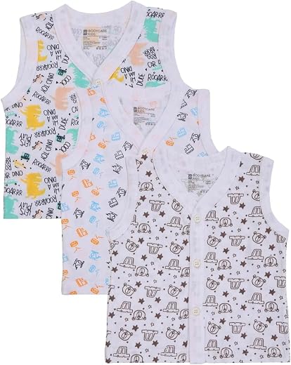 BODYCARE Unisex Regular Fit Vest Front Open Half Sleeves Pack Of 3