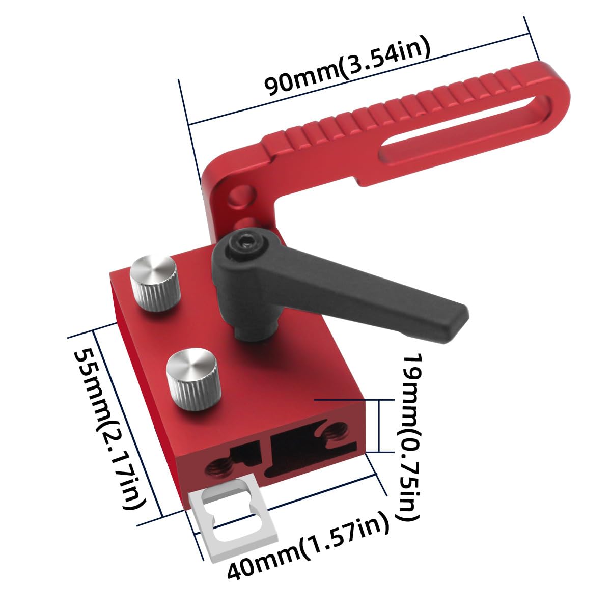 T-Schienen-Anschlag aus Aluminiumlegierung, Typ 75, Gehrungsschienen-Anschlag, T-Nut T-Schienen, fester Holzbearbeitungs-Positionierer, für Holzbearbeitung DIY-Werkzeuge (Schwarz)
