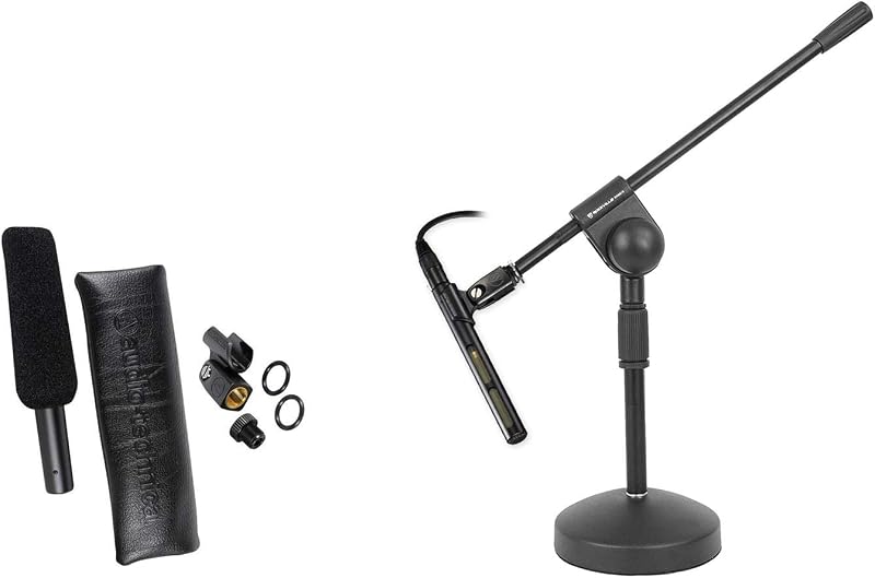 Audio-Technica AT875R Short Shotgun Condenser Microphone w/Line+Mic Stand