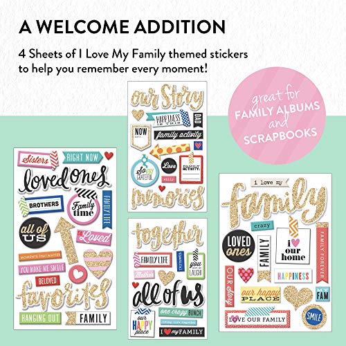 Me & My Big Ideas Mambichips Chipboard Stickers - Scrapbooking Supplies - I Love Us Family Theme - Metallic Glitter And Multi-Color - Great For Family Projects, Scrapbooks And Albums - 4 Sheets #TOP3