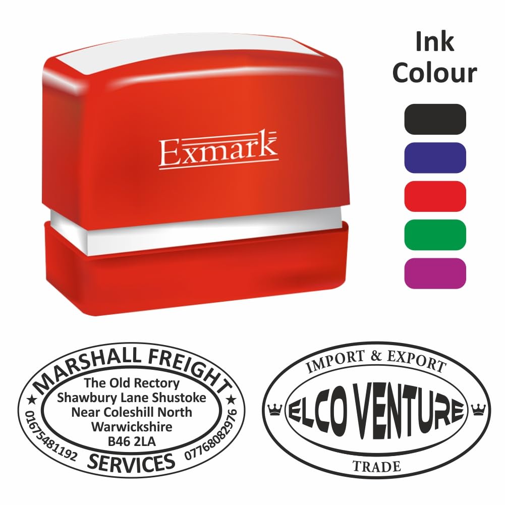 Sign Print Lab Personalized Rubber Stamp Custom Rubber Stamp for Business || Up to 4 Lines of Text || Company Stamp Small Size (52x33mm) 10 Fonts to Choose