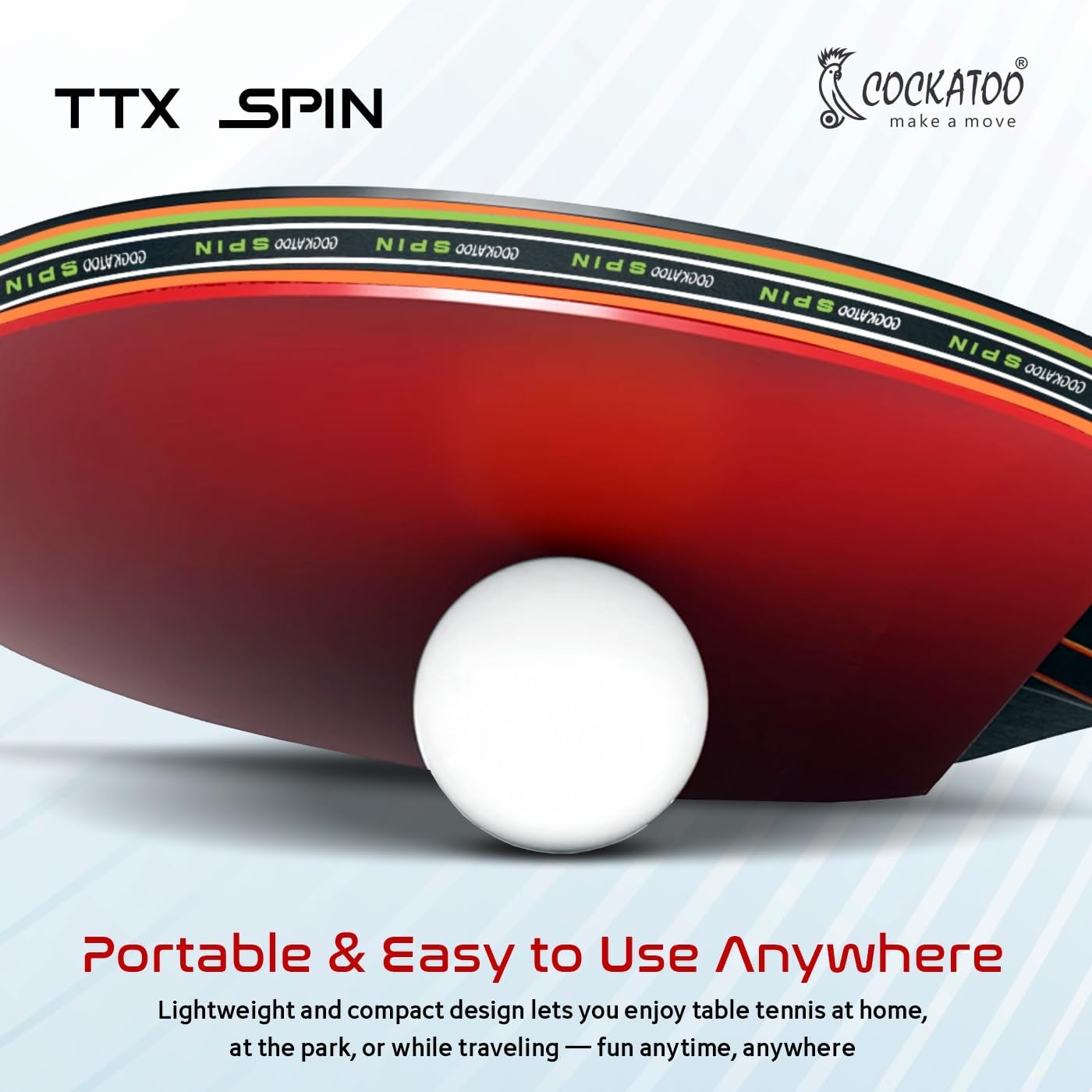 Cockatoo Table Tennis Portable Adjustable Net, TT Net with Box -Red