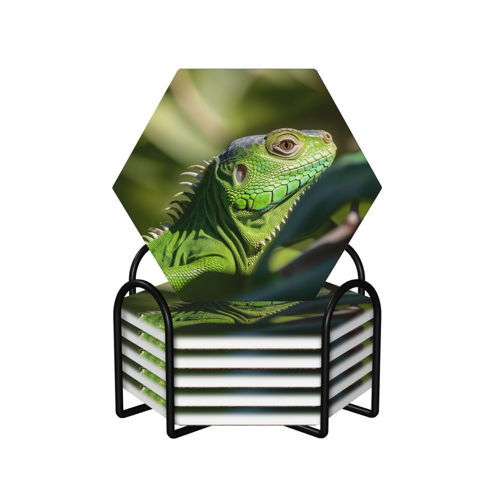 Dessous de verre absorbants céramique avec liège et support lot de 6 tapis de table lézard