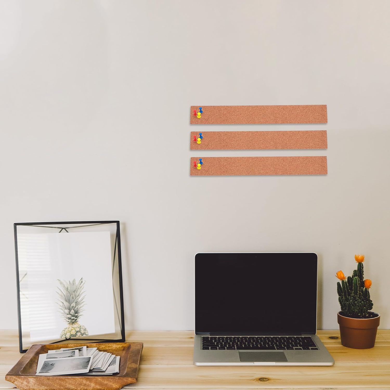 Natural Cork Board Strips Frameless Memo Board for Office Wall Cork Strips Pushpins