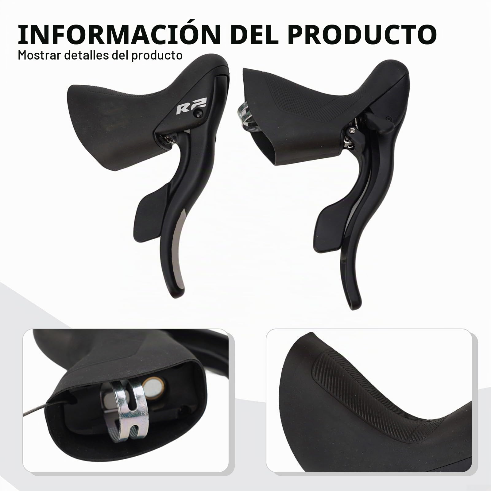 L-TWOO Palanca de cambio para bicicleta de carretera, R2/R3/R5/R7 2 x 7/8/9 velocidades para bicicleta de carretera, compatible con desviador (R2)