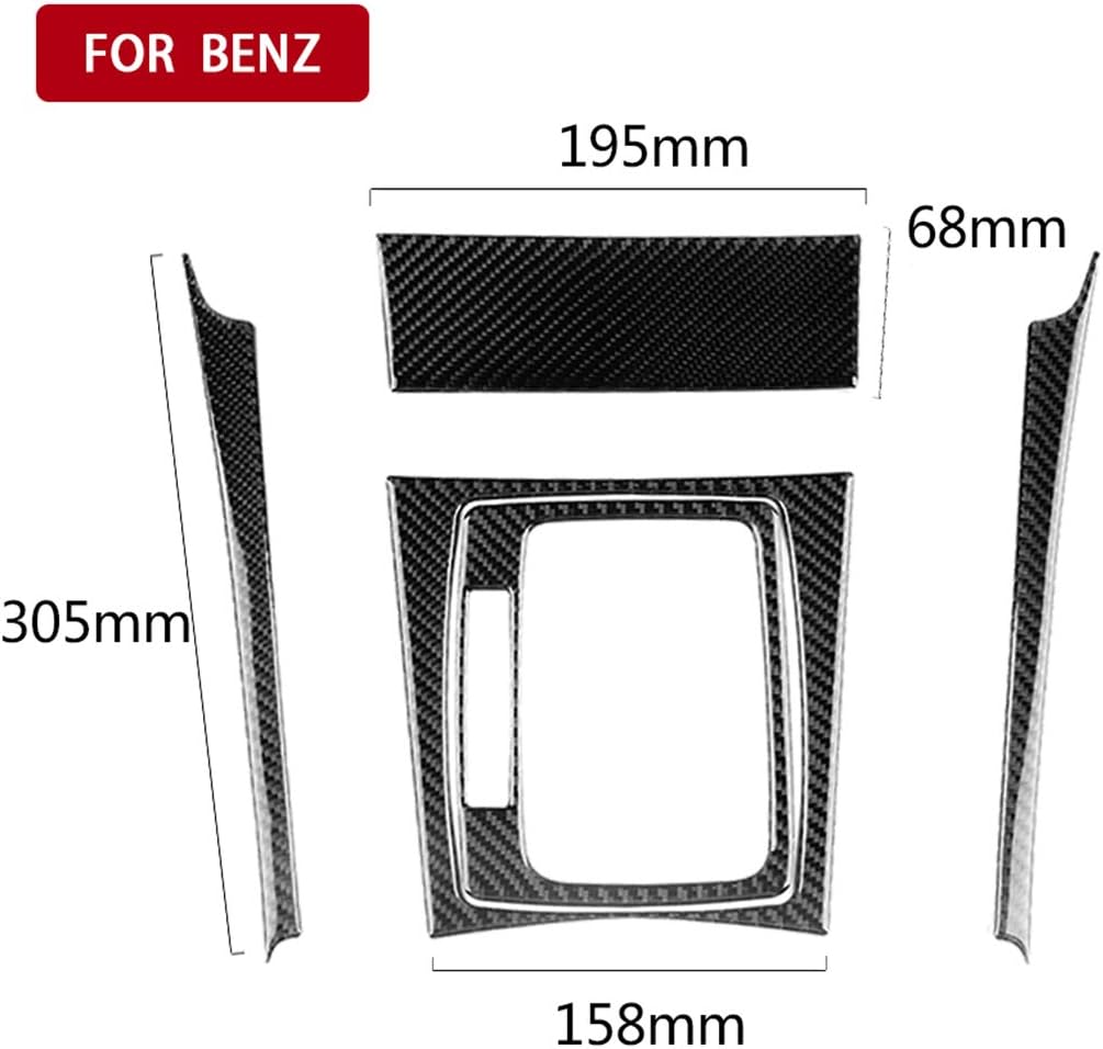 Carbon Fiber Interior Sticker Frame Cover Trim Fits For Mercedes Benz C class W204 2007-2013 (5pcs Gear Shift panel)