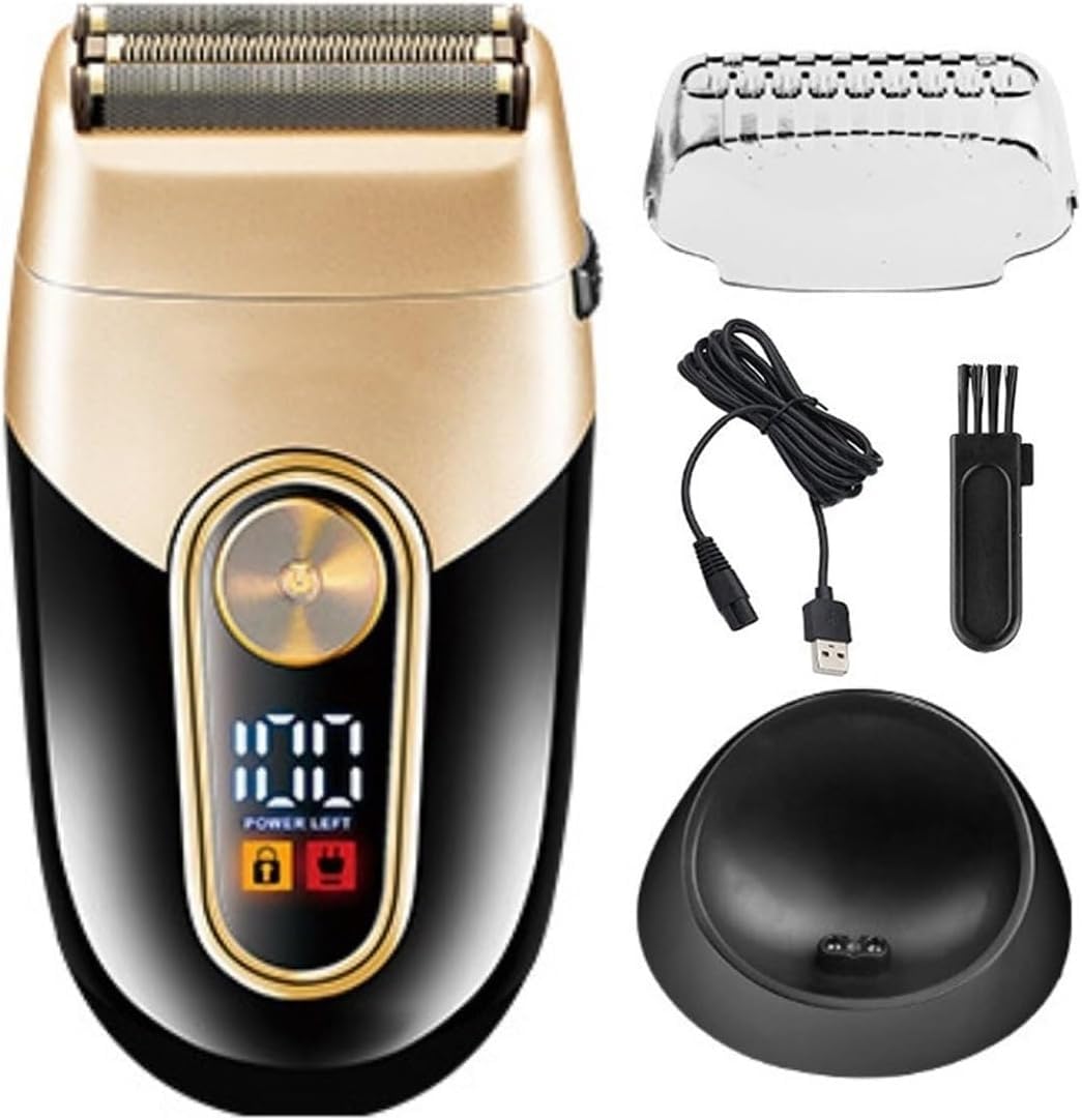 Men's Electric Shaver, Electric Razor Rechargeable Shaving Machine for Men Shaver Beard Razor Wet-Dry Use Beard Trimmer Charging Base