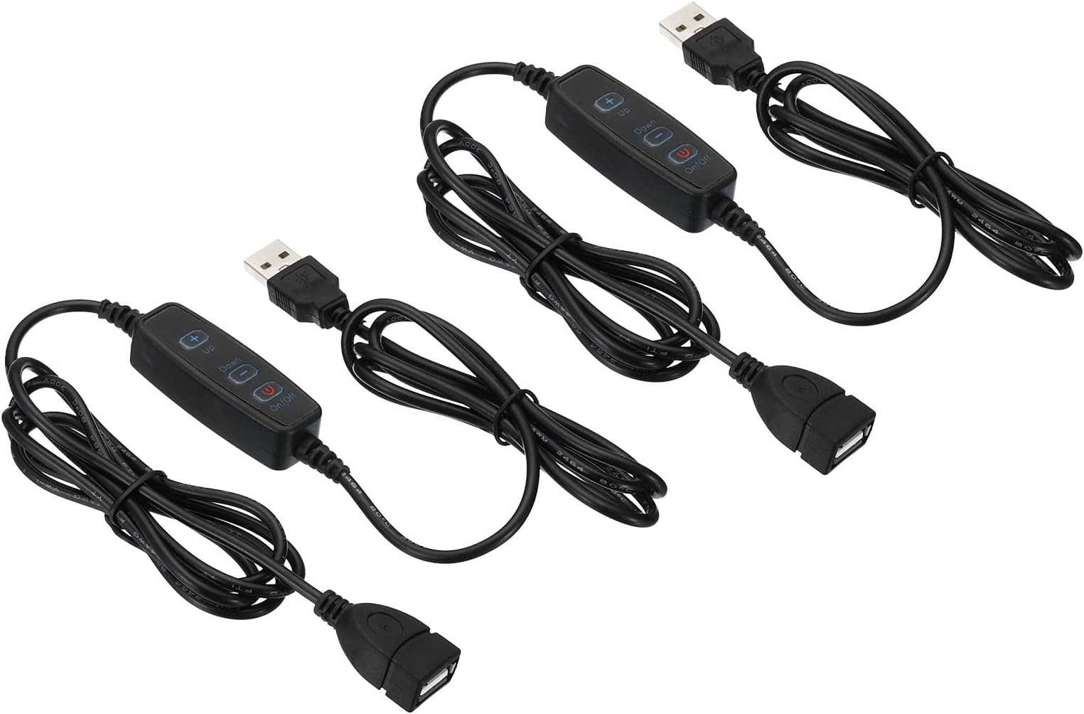 PATIKIL LED Strip Dimmer Switch, 2 Pack DC5V USB Female to Male Extension Cords 10-Speed Dimming Light Dimmer Controller with 3 Button for LED Strips Lights, Black
